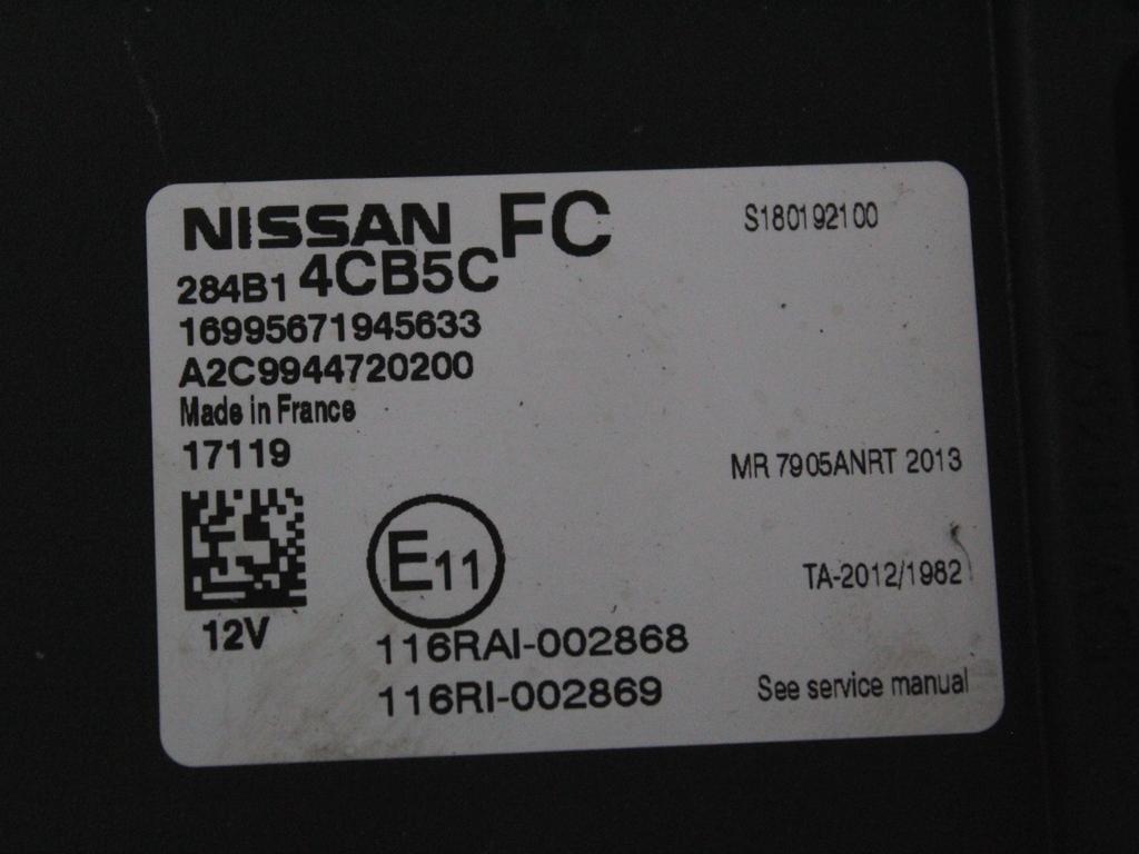 RACUNALNIK MOTORJA/REM OEM N. 284B14CB5C ORIGINAL REZERVNI DEL NISSAN QASHQAI J11 (2013 - 2021)DIESEL LETNIK 2017