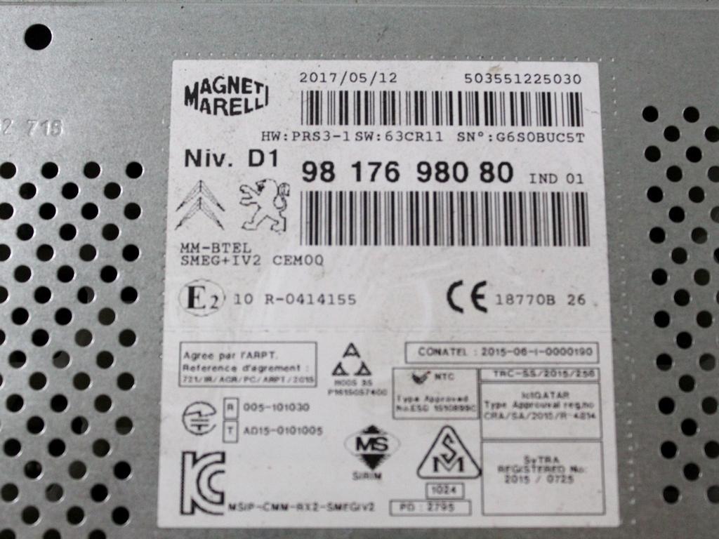 RADIO CD / OJACEVALNIK / IMETNIK HIFI OEM N. 9817698080 ORIGINAL REZERVNI DEL DS DS3 (2015 - 2019)DIESEL LETNIK 2017