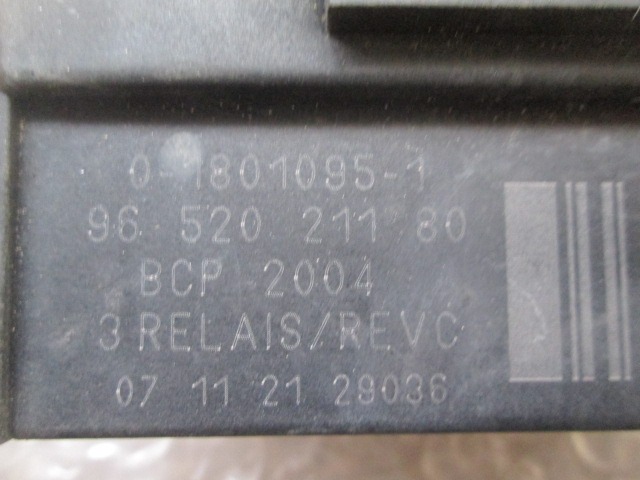 RELE' OEM N. 9652021180 ORIGINAL REZERVNI DEL CITROEN C3 / PLURIEL MK1R (09/2005 - 11/2010) DIESEL LETNIK 2008