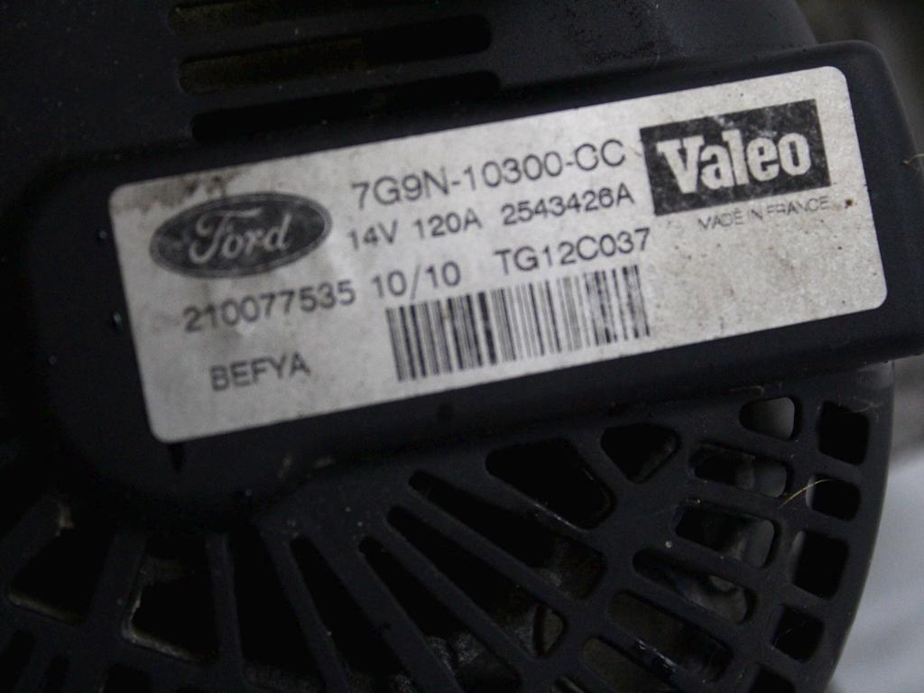 ALTERNATOR OEM N. 7G9N10300CC ORIGINAL REZERVNI DEL FORD FIESTA CB1 CNN MK6 (09/2008 - 11/2012) BENZINA LETNIK 2010