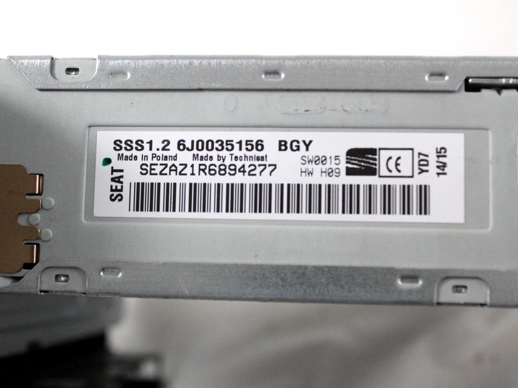 RADIO CD / OJACEVALNIK / IMETNIK HIFI OEM N. 6J0035156BGY ORIGINAL REZERVNI DEL SEAT IBIZA 6J5 6P1 MK4 R BER/SW (2012 -2017) BENZINA LETNIK 2015