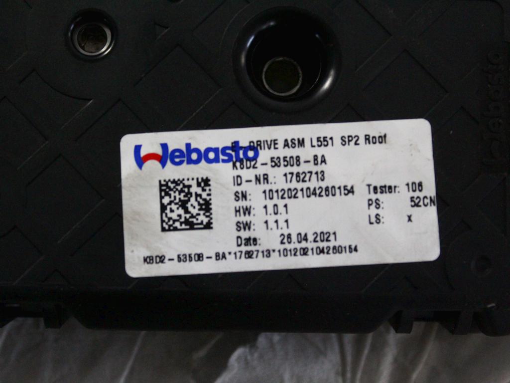 MOTOR POMICNE STREHE / SENCNIKI OEM N. K8D2-53508-BA ORIGINAL REZERVNI DEL LAND ROVER RANGE ROVER EVOQUE L551 (DAL 2019)IBRIDO (ELETTRICO-DIESEL)   LETNIK 2021