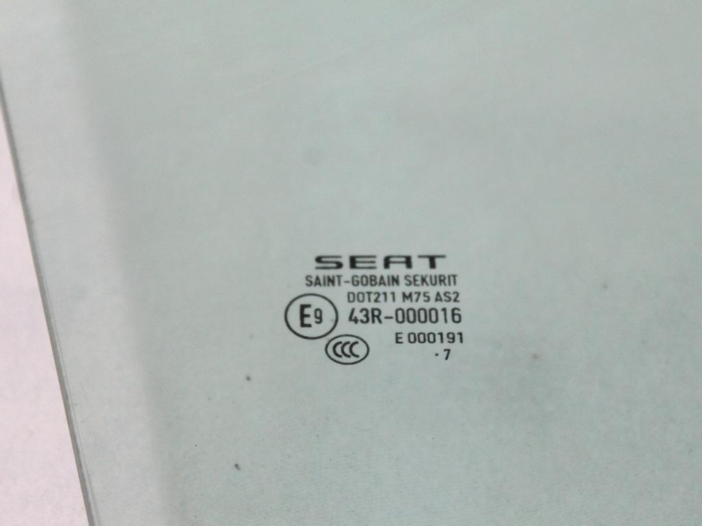 5F4845202A VETRO SCENDENTE PORTA ANTERIORE DESTRA SEAT LEON 1.6 D 85KW 5M 5P (2017) RICAMBIO USATO