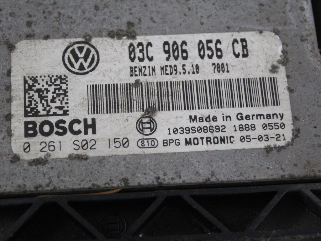 03C906056CB KIT ACCENSIONE AVVIAMENTO VOLKSWAGEN GOLF 5 1.6 B 85KW 6M 3P (2005) RICAMBIO USATO CON CENTRALINA MOTORE, QUADRO STRUMENTI, BLOCCHETTI ACCENSIONE APERTURA CON DOPPIA CHIAVE 0261S02150 1K0905851B 1K0937049N 1K0920861L
