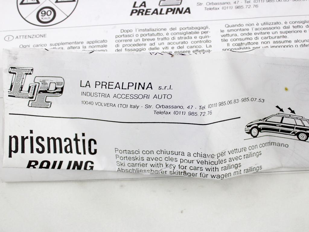 PORTASCI UNIVERSALE PRISMATIC RAILING RICAMBIO NUOVO (COMPATIBILE CON TUTTI I VEICOLI DOTATI DI BARRE PORTATUTTO)
