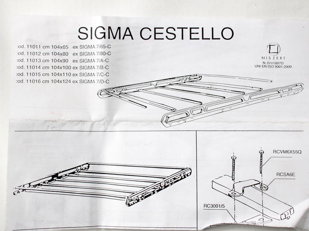 PIANALE PORTAPACCHI PORTABAGAGLI SIGMA CASTELLO RICAMBIO NUOVO (COMPATIBILE CON VEICOLI DOTATI DI BARRE PORTATUTTO)