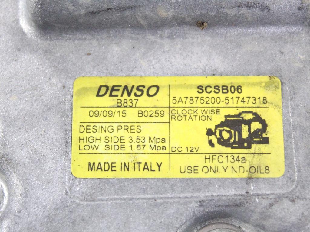 51747318 COMPRESSORE CLIMATIZZATORE CLIMA A/C LANCIA YPSILON 1.2 B 51KW 5M 5P (2015) RICAMBIO USATO 5A7875200