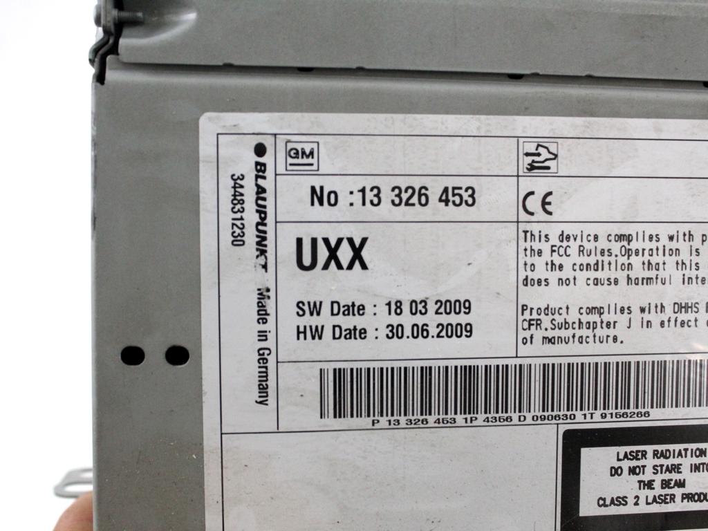 13326453 AUTORADIO CON SISTEMA DI NAVIGAZIONE SATELLITARE OPEL INSIGNIA A SW 2.0 D 118KW 6M 5P (2009) RICAMBIO USATO 7612004356