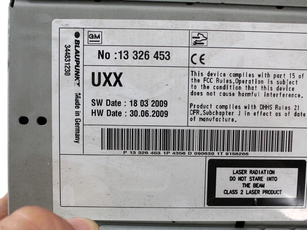13326453 AUTORADIO CON SISTEMA DI NAVIGAZIONE SATELLITARE OPEL INSIGNIA A SW 2.0 D 118KW 6M 5P (2009) RICAMBIO USATO 7612004356