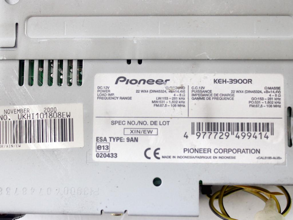 KEH-3900R AUTORADIO AFTERMARKET PIONEER SKODA OCTAVIA SW 2.0 B 85KW 5M 5P (2001) RICAMBIO USATO (NON FORNIAMO CODICE AUTORADIO,MA SOLO NUMERO DI TELAIO VEICOLO)