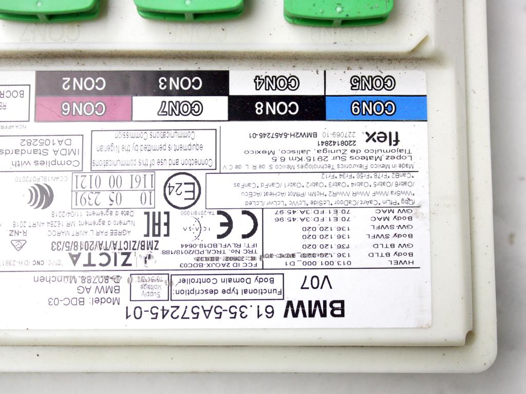 61355A57245 CENTRALINA BODY COMPUTER BMW X6 G06 XDRIVE 40D MILD-HYBRID 4X4 3.0 I 250KW 5P AUT RICAMBIO USATO