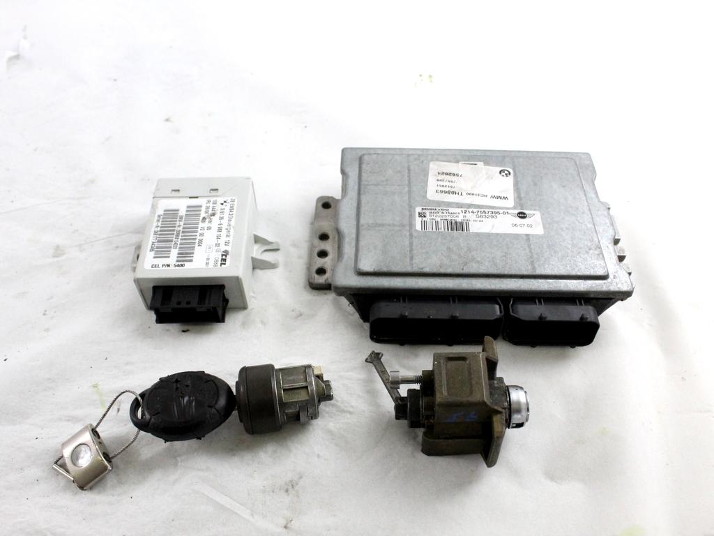 12147557395 KIT ACCENSIONE AVVIAMENTO MINI COOPER R50 1.6 B 85KW 5M 3P (2006) RICAMBIO USATO CON CENTRALINA INIEZIONE MOTORE, BLOCCHETTI ACCENSIONE APERTURA CON CHIAVE 7512951 7557395 7562624 61356988104