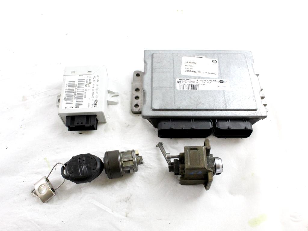 12147557395 KIT ACCENSIONE AVVIAMENTO MINI COOPER R50 1.6 B 85KW 5M 3P (2006) RICAMBIO USATO CON CENTRALINA INIEZIONE MOTORE, BLOCCHETTI ACCENSIONE APERTURA CON CHIAVE 7512951 7557395 7562624 61356988104