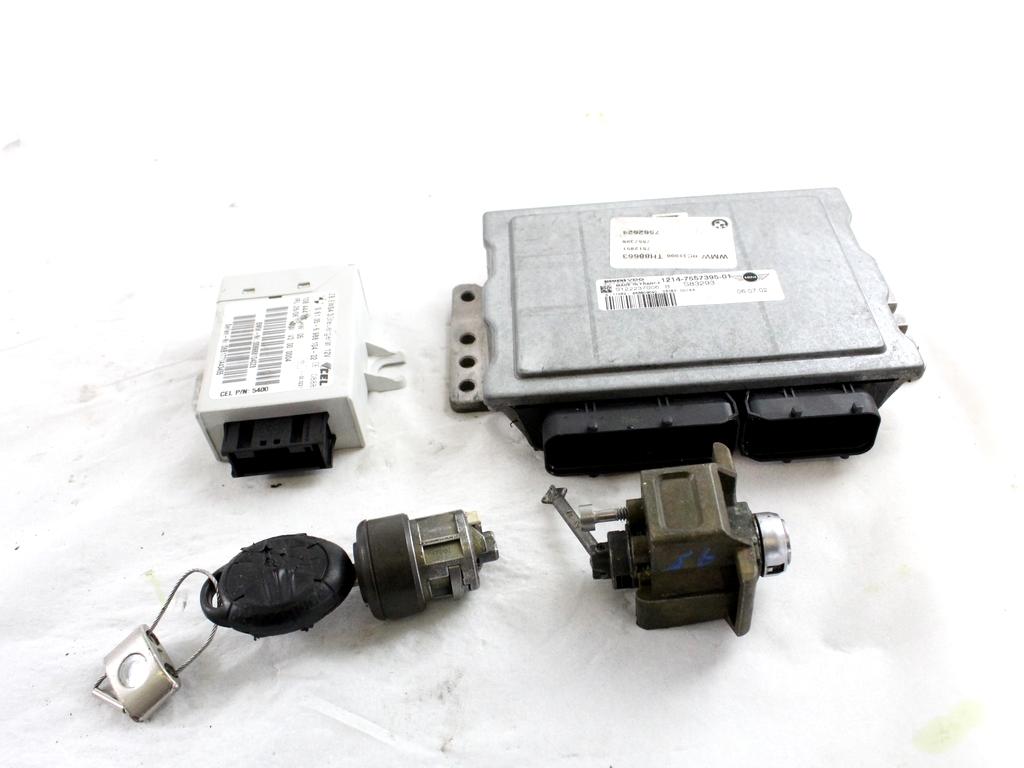 12147557395 KIT ACCENSIONE AVVIAMENTO MINI COOPER R50 1.6 B 85KW 5M 3P (2006) RICAMBIO USATO CON CENTRALINA INIEZIONE MOTORE, BLOCCHETTI ACCENSIONE APERTURA CON CHIAVE 7512951 7557395 7562624 61356988104