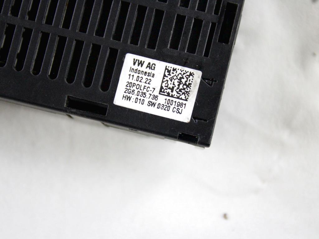 2G6035736 PORTE INGRESSO USB-C TUNNEL CENTRALE VOLKSWAGEN POLO 1.0 66KW M 5P 2022 RICAMBIO USATO