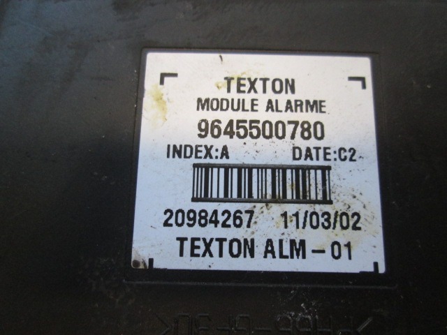 RACUNALNIK AVTOALARMA/BLOKADA MOTORJA OEM N. 20984267 ORIGINAL REZERVNI DEL PEUGEOT 307 3A/B/C/E/H BER/SW/CABRIO (2001 - 2009) DIESEL LETNIK 2002