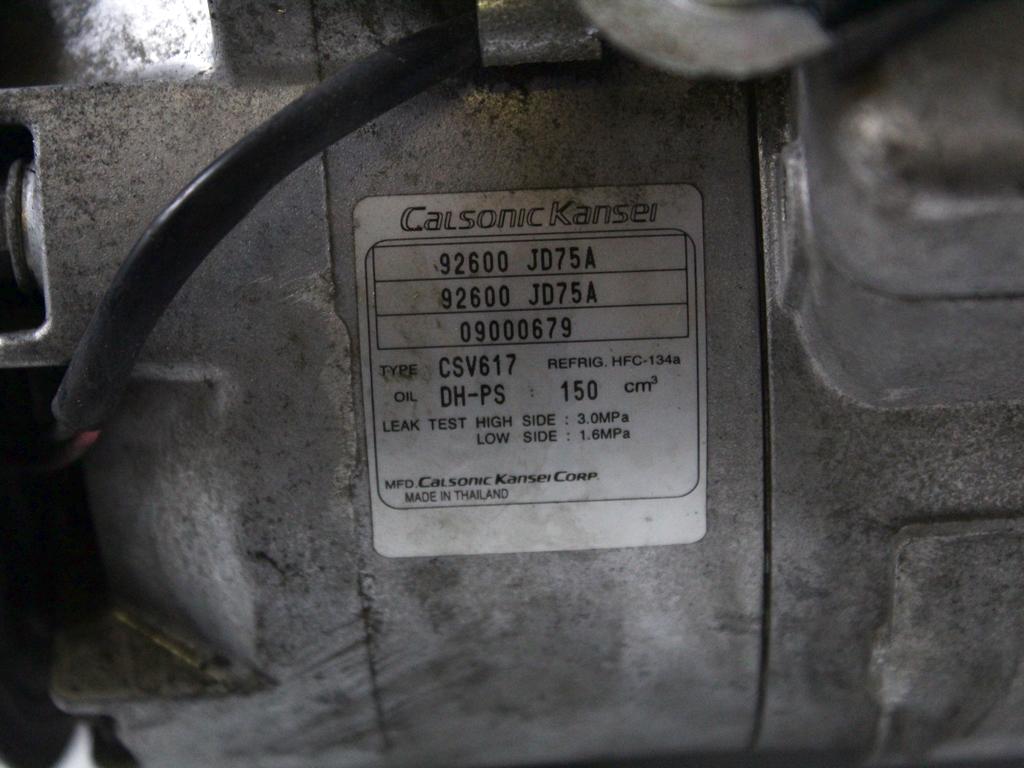 92600JD75A COMPRESSORE CLIMATIZZATORE CLIMA A/C NISSAN QASHQAI +2 2.0 D 4X4 110KW AUT 5P (2010) RICAMBIO USATO 