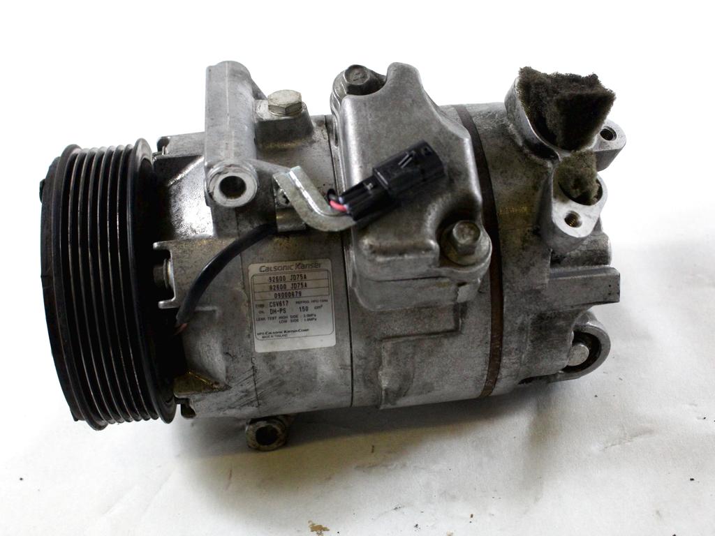 92600JD75A COMPRESSORE CLIMATIZZATORE CLIMA A/C NISSAN QASHQAI +2 2.0 D 4X4 110KW AUT 5P (2010) RICAMBIO USATO 