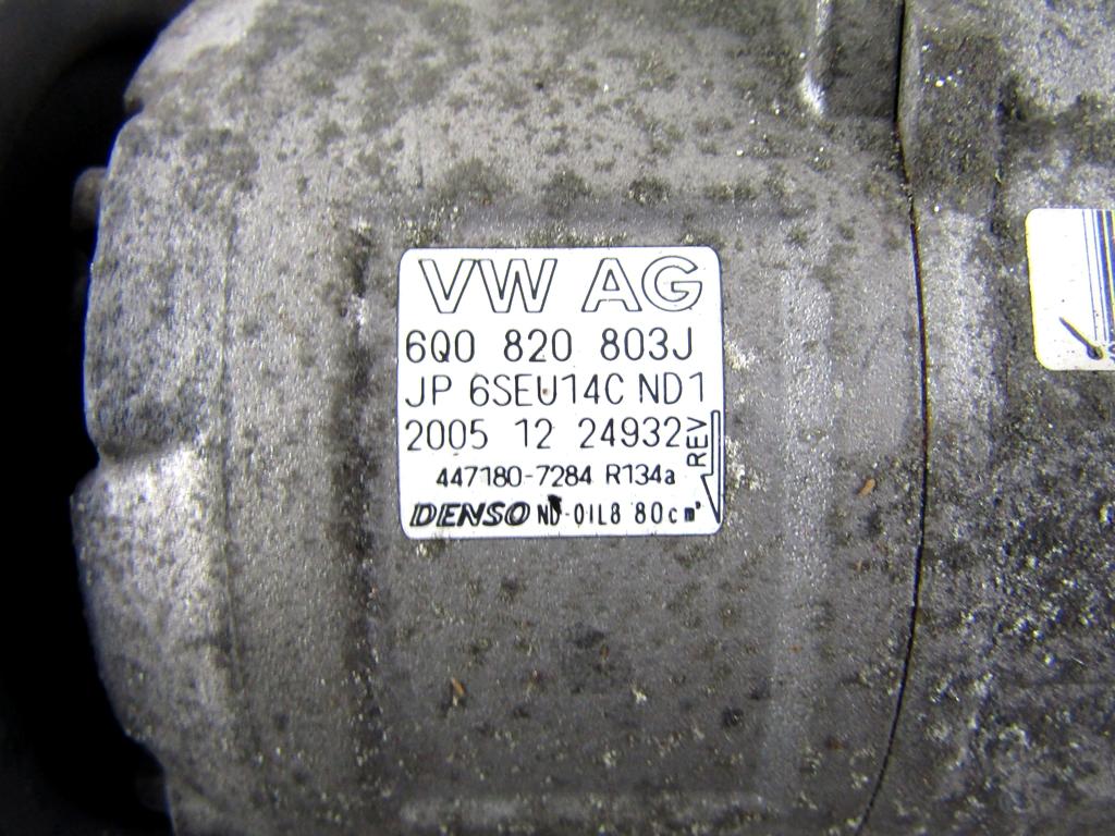 6Q0820803J COMPRESSORE CLIMATIZZATORE CLIMA A/C VOLKSWAGEN FOX 1.4 D 51KW 5M 3P (2007) RICAMBIO USATO