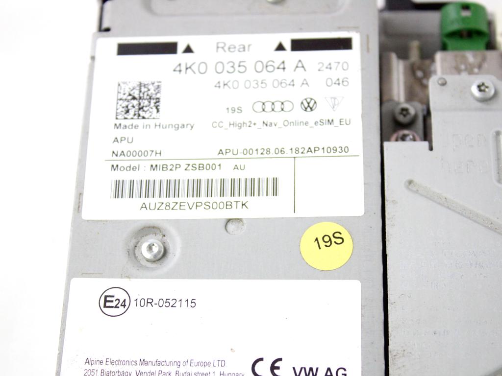 4K0035064A CENTRALINA MULTIMEDIALE SISTEMA DI NAVIGAZIONE SATELLIATRE AUDI A7 C8 3.0 I 210KW 4X4 5P AUT (2019) RICAMBIO USATO