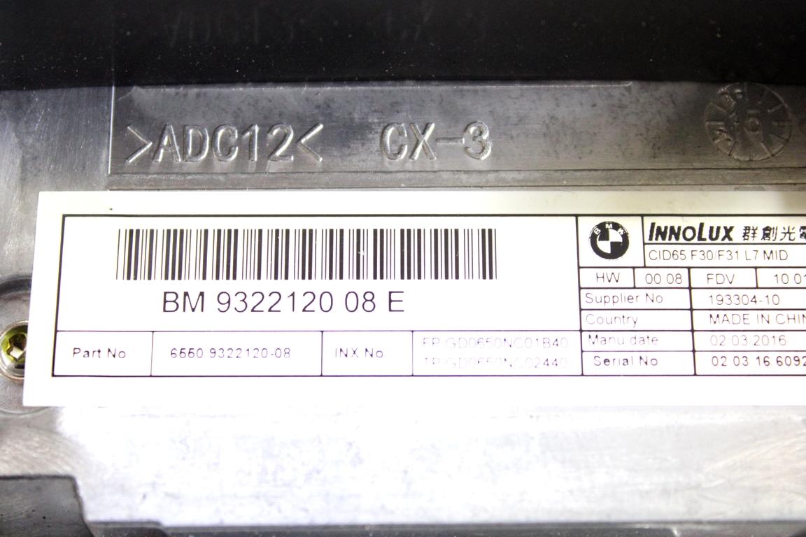 65509322120 DISPLAY SISTEMA DI NAVIGAZIONE SATELLITARE BMW SERIE 3 320D F31 LCI SW 2.0 D 4X4 140KW AUT 5P (2016) RICAMBIO USATO