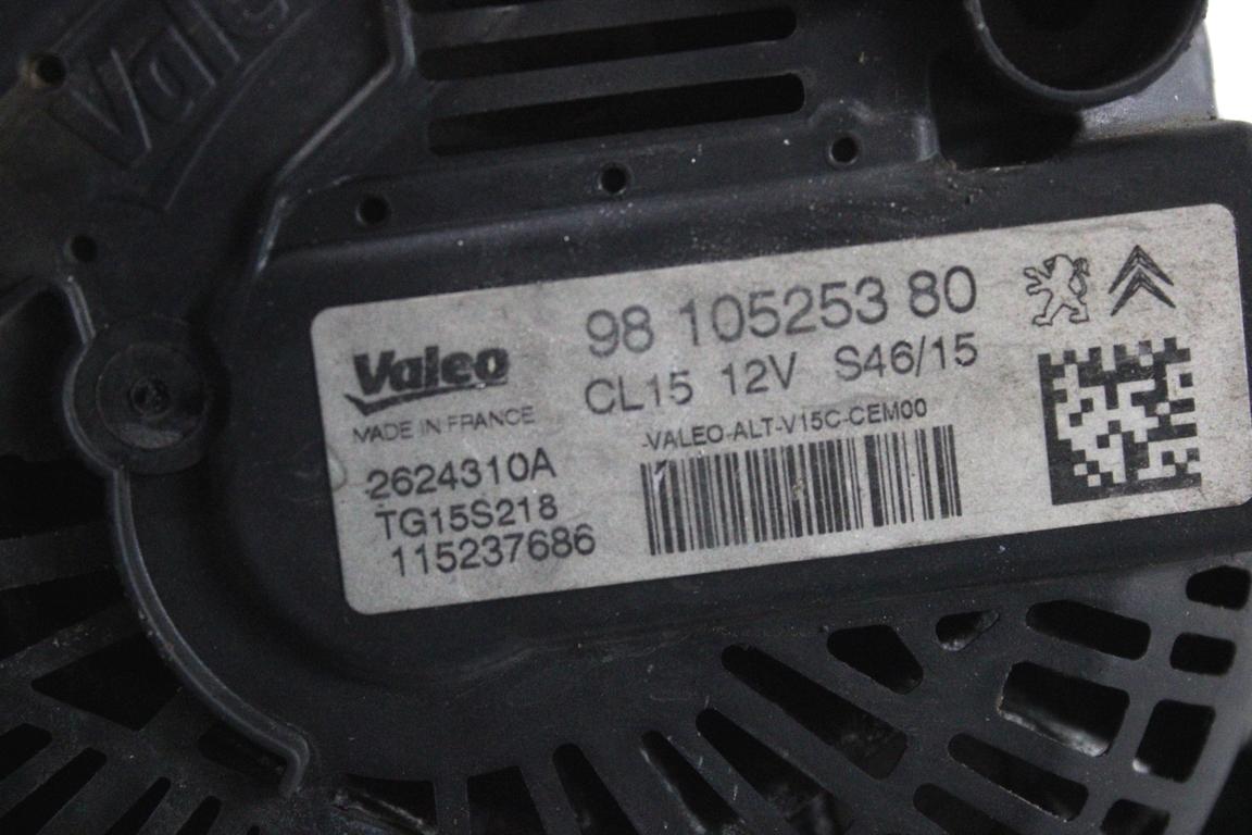 9810525380 ALTERNATORE CITROEN C3 1.6 D 55KW 5M 5P (2015) RICAMBIO USATO