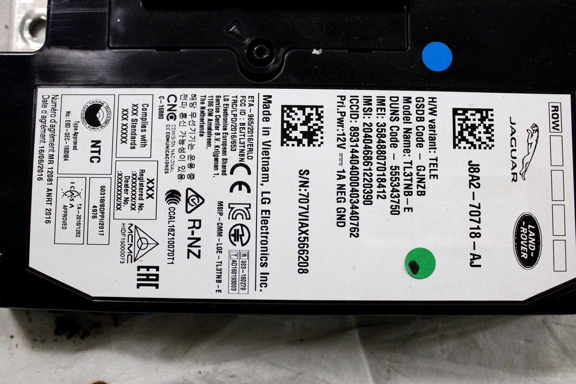 J8A2-70718-AJ CENTRALINA IMPIANTO TELEMATICO TELEFONO JAGUAR XF 2.0 D 4X4 132KW AUT 4P (2017) RICAMBIO USATO