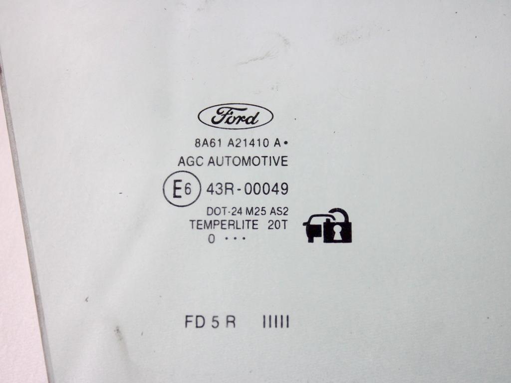 8A61-A21410-A VETRO SCENDENTE PORTA ANTERIORE DESTRA FORD FIESTA 1.4 G 71KW 5M 5P (2010) RICAMBIO USATO