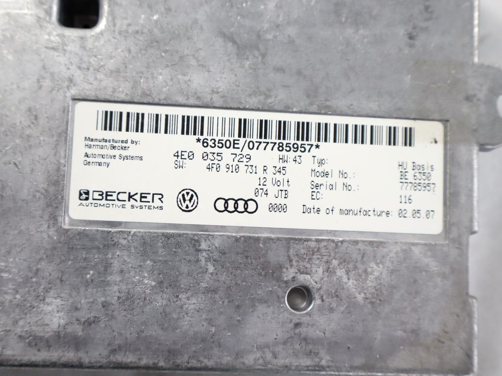 4E0035729 CENTRALINA MODULO INTERFACCIA MULTIMEDIALE MMI AUDI A6 SW 3.0 D 4X4 171KW AUT 5P (2007) RICAMBIO USATO