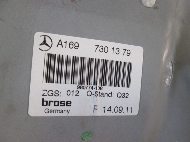 MEHANIZEM DVIGA ZADNJIH STEKEL  OEM N. 1697303379 ORIGINAL REZERVNI DEL MERCEDES CLASSE A W169 5P C169 3P R (05/2008 - 2012) DIESEL LETNIK 2012