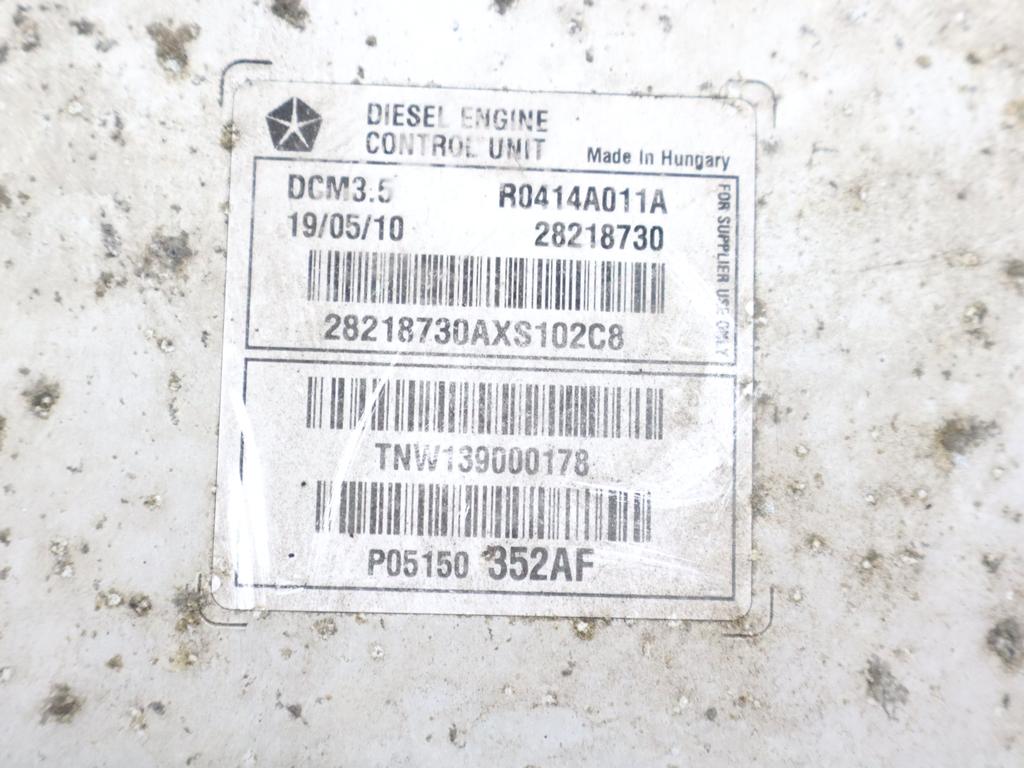 05150352AF KIT ACCENSIONE AVVIAMENTO JEEP PATRIOT 2.2 D 4X4 120KW 6M 5P (2011) RICAMBIO USATO CON CENTRALINA MOTORE, QUADRO STRUMENTI, BLOCCHETTI ACCENSIONE APERTURA CON CHIAVE 04671918AG 05026222AN 04685719AH 05057297AK 68080410AB
