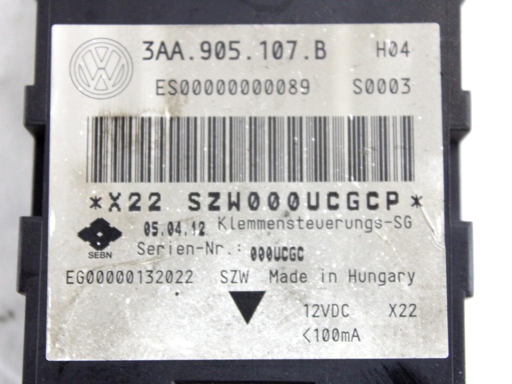 3AA905107B CENTRALINA MODULO STABILIZZATORE DI TENSIONE START E STOP VOLKSWAGEN PASSAT SW 1.4 M 110KW AUT 5P (2012) RICAMBIO USATO 