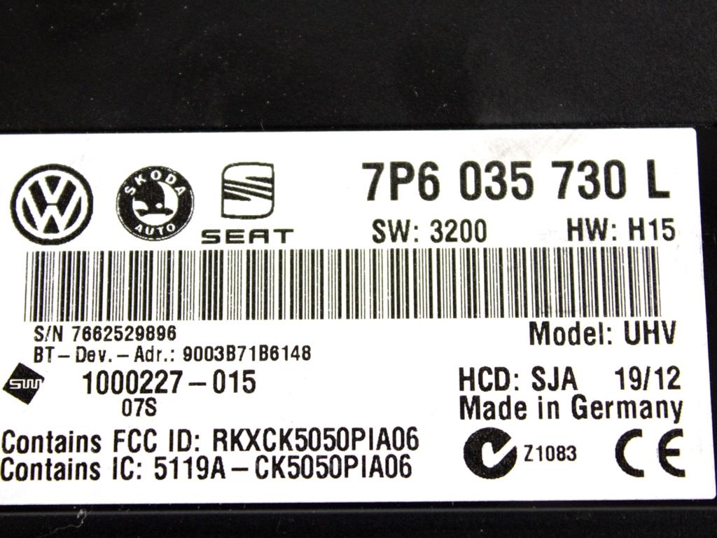 7P6035730L CENTRALINA MODULO TELEFONO BLUETOOTH VOLKSWAGEN PASSAT SW 1.4 M 110KW AUT 5P (2012) RICAMBIO USATO 