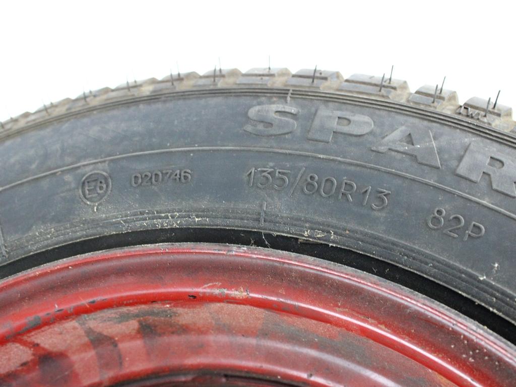 46531689 RUOTA DI SCORTA DEBICA 135/80 R13 82P OPEL ASTRA H 1.4 B 66KW 5M 5P (2008) RICAMBIO USATO CON CERCHIO IN FERRO DA 13 POLLICI 4 FORI 4.50BX13H ET 35 INTERASSE 4X98