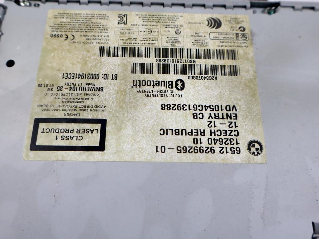 65129299265 CENTRALINA SISTEMA DI NAVIGAZIONE SATELLITARE BMW SERIE 3 316D F31 SW 2.0 D 85KW 6M 5P (2013) RICAMBIO USATO
