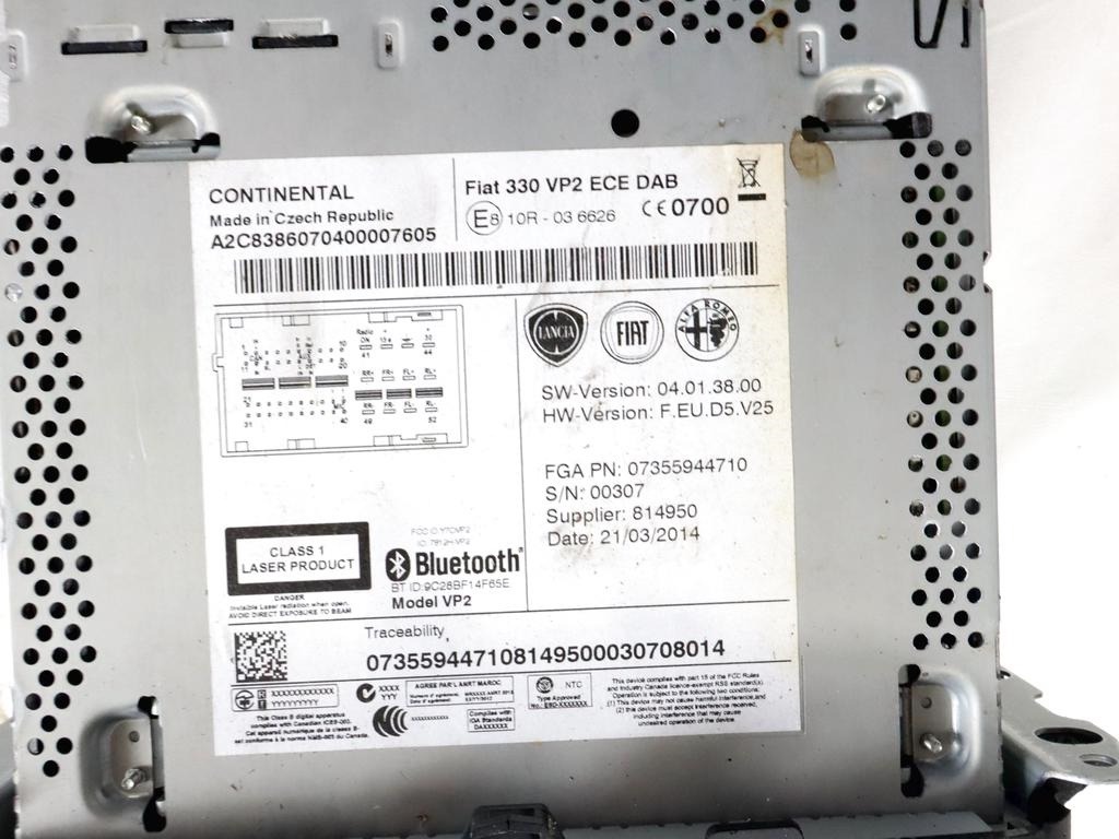 735594471 AUTORADIO DISPLAY MULTIFUNZIONE FIAT 500L 1.6 D 88KW 6M 5P (2014) RICAMBIO USATO (NON FORNIAMO CODICE AUTORADIO, MA SOLO NUMERO DI TELAIO VEICOLO)