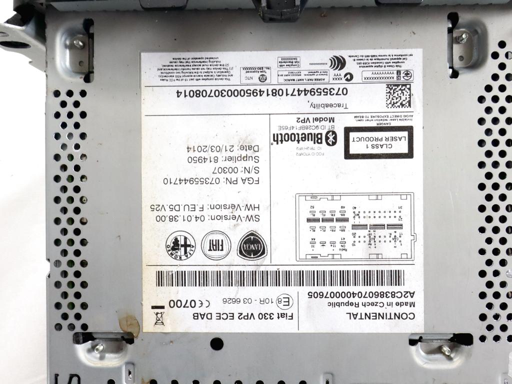 735594471 AUTORADIO DISPLAY MULTIFUNZIONE FIAT 500L 1.6 D 88KW 6M 5P (2014) RICAMBIO USATO (NON FORNIAMO CODICE AUTORADIO, MA SOLO NUMERO DI TELAIO VEICOLO)