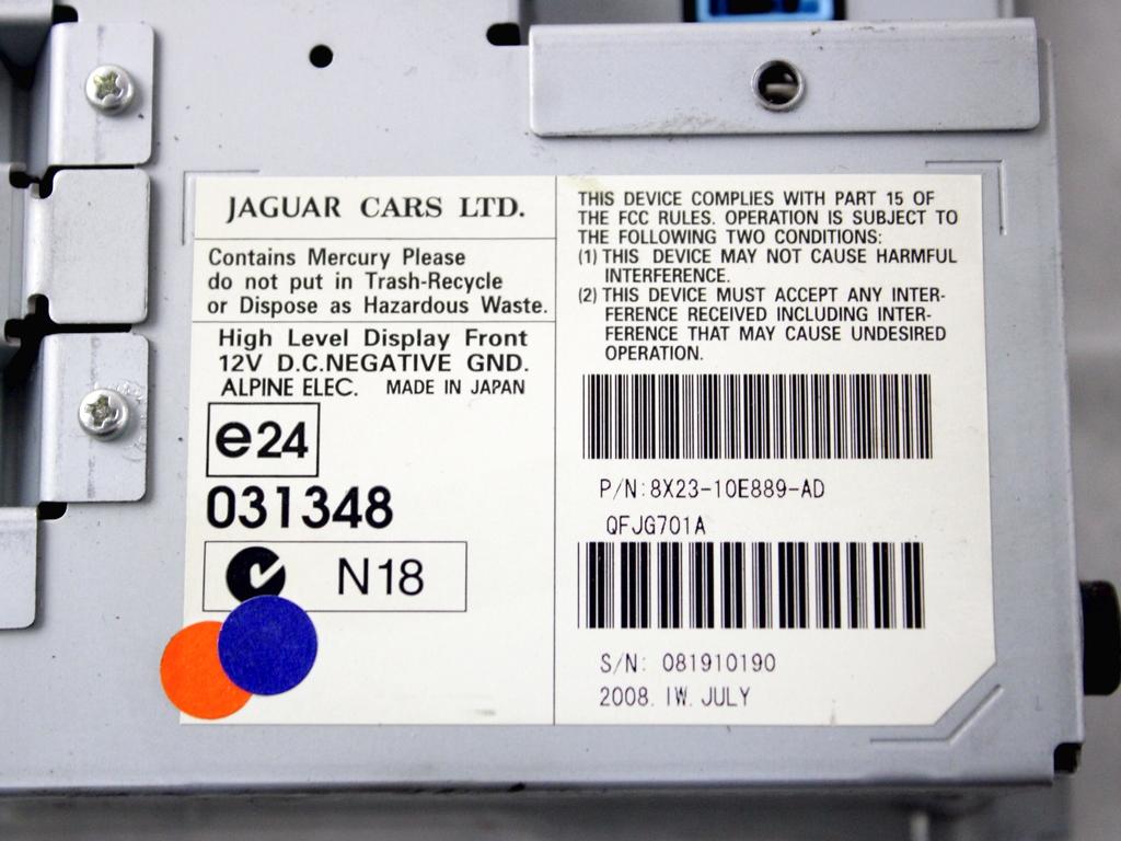 8X23-10E889-AD DISPLAY SISTEMA DI NAVIGAZIONE SATELLITARE JAGUAR XF 2.7 D 152KW AUT 5P (2009) RICAMBIO USATO