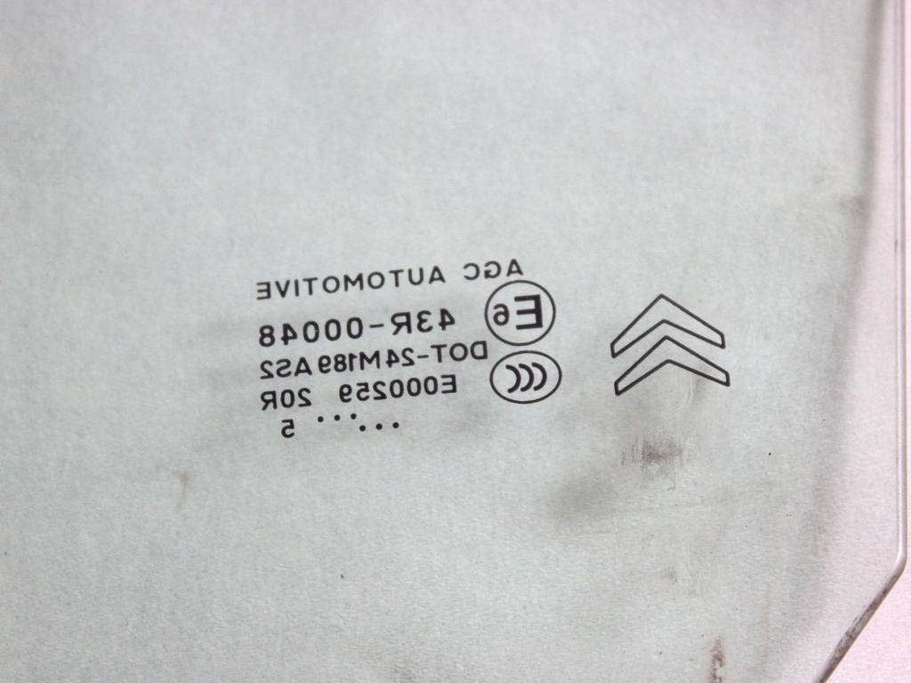 9204S6 VETRO SCENDENTE PORTA POSTERIORE DESTRA CITROEN C3 1.4 D 50KW 5M 5P (2015) RICAMBIO USATO