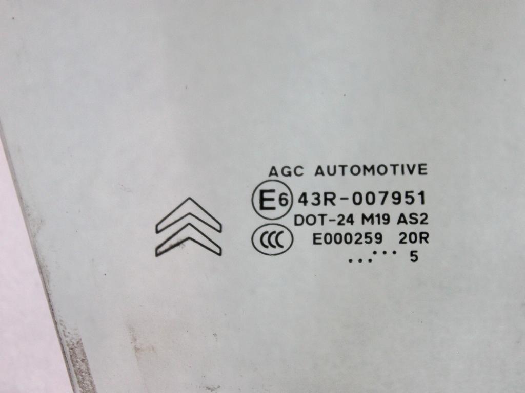 9202P4 VETRO SCENDENTE PORTA ANTERIORE DESTRA CITROEN C3 1.4 D 50KW 5M 5P (2015) RICAMBIO USATO