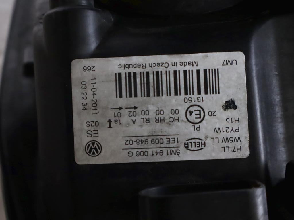 5M1941006G FARO FANALE ANTERIORE DESTRO VOLKSWAGEN GOLF PLUS 1.6 D 77KW 5M 5P (2010) RICAMBIO USATO SUPPORTO LEGGERMENTE DANNEGGIATO