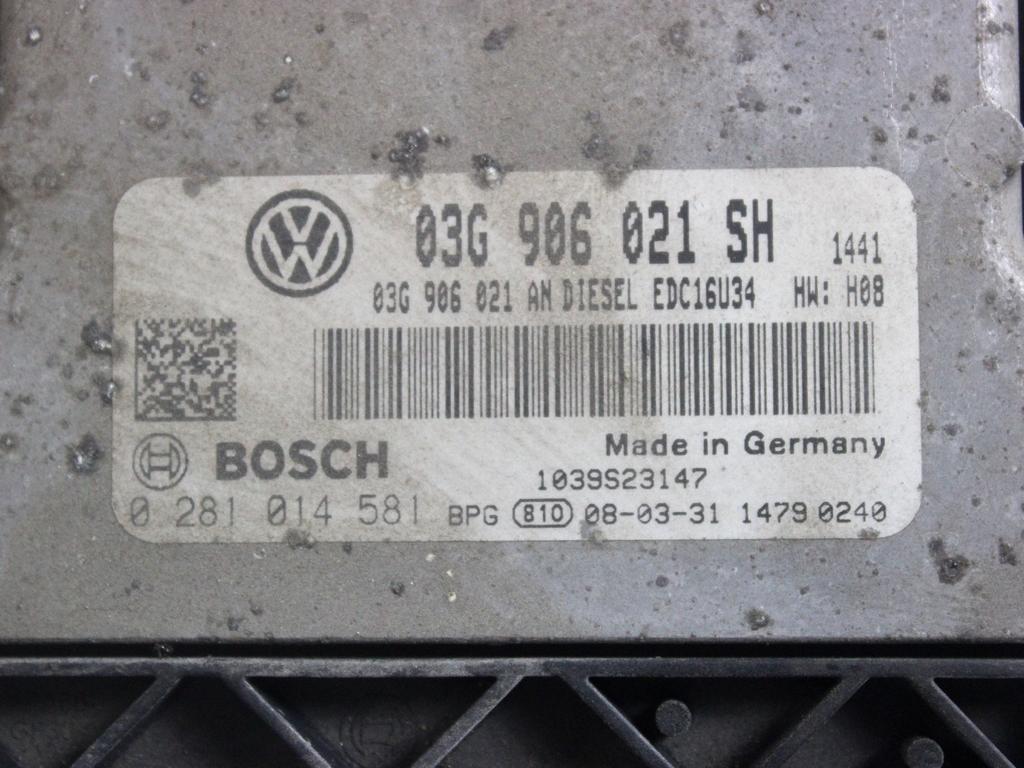 03G906021SH KIT ACCENSIONE AVVIAMENTO SEAT LEON 1.9 D 66KW 5M 5P (2009) RICAMBIO USATO CON CENTRALINA MOTORE, QUADRO STRUMENTI, BLOCCHETTI ACCENSIONE APERTURA CON CHIAVE 3C8937049D 1K0905851 1P0920804CX