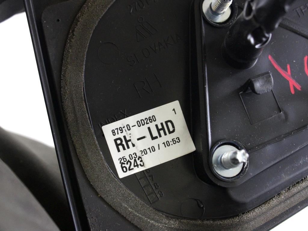 879100D250 SPECCHIETTO RETROVISORE ESTERNO DESTRO CONNETTORE 5 PIN TOYOTA YARIS 1.4 B 74KW 5M 5P (2010) RICAMBIO USATO