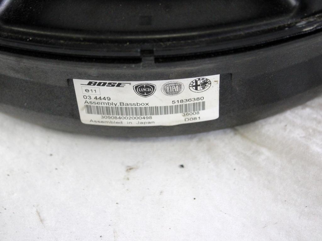 51836380 CASSA ALTOPARLANTE SUBWOOFER BOSE ALFA ROMEO MITO 1.4 B 114KW 6M 3P (2009) RICAMBIO USATO