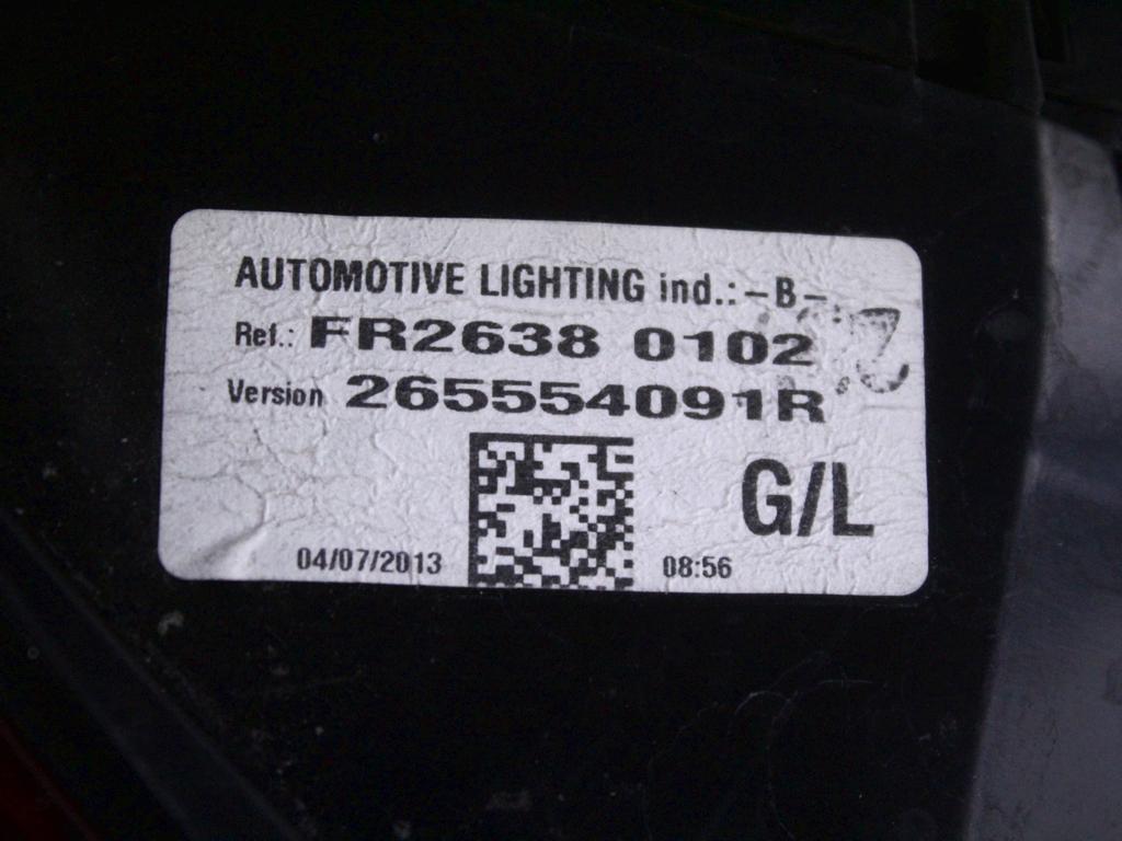 265554091R FARO FANALE POSTERIORE SINISTRO PARTE ESTERNA RENAULT NEW CLIO 1.2 B 54KW 5M 5P (2013) RICAMBIO USATO 