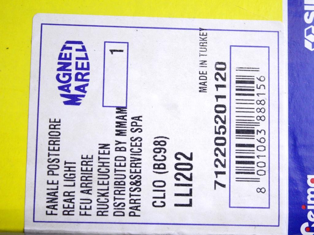 265554091R FARO FANALE POSTERIORE SINISTRO PARTE ESTERNA RENAULT NEW CLIO 1.2 B 54KW 5M 5P (2013) RICAMBIO USATO 