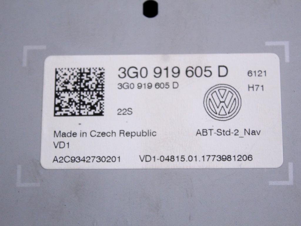3G0919605D DISPLAY SISTEMA DI NAVIGAZIONE SATELLITARE VOLKSWAGEN GOLF 7 1.6 D 81KW 5M 5P (2017) RICAMBIO USATO