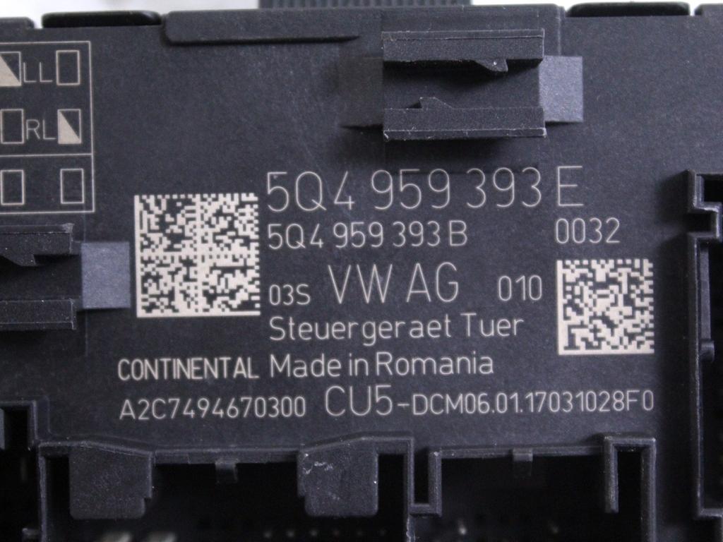 5Q4959393E CENTRALINA PORTA ANTERIORE SINISTRA VOLKSWAGEN GOLF 7 1.6 D 81KW 5M 5P (2017) RICAMBIO USATO