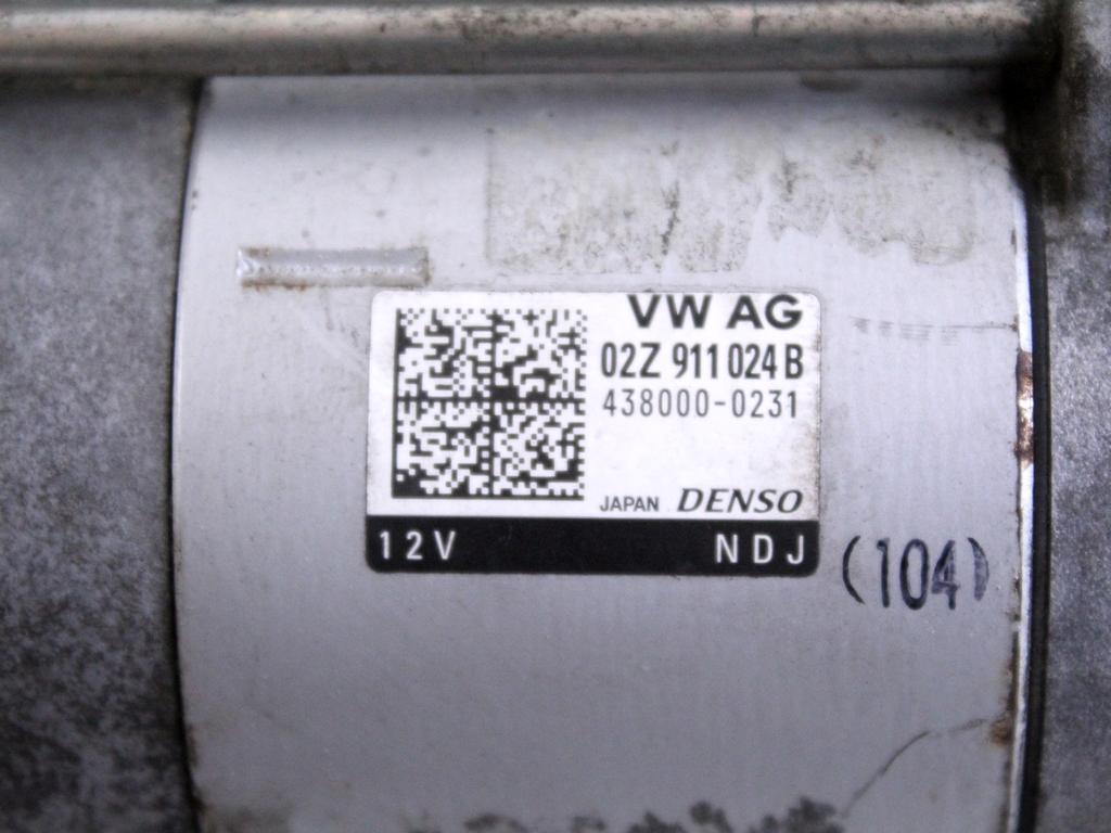 02Z911024B MOTORINO AVVIAMENTO VOLKSWAGEN GOLF 7 1.6 D 81KW 5M 5P (2017) RICAMBIO USATO 438000-0231