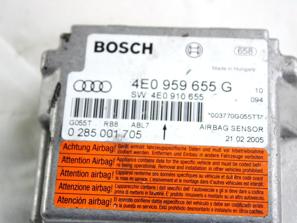 4E0959655G CENTRALINA AIRBAG AUDI A8 3.0 D 171 KW 4X4 (2005) RICAMBIO USATO
